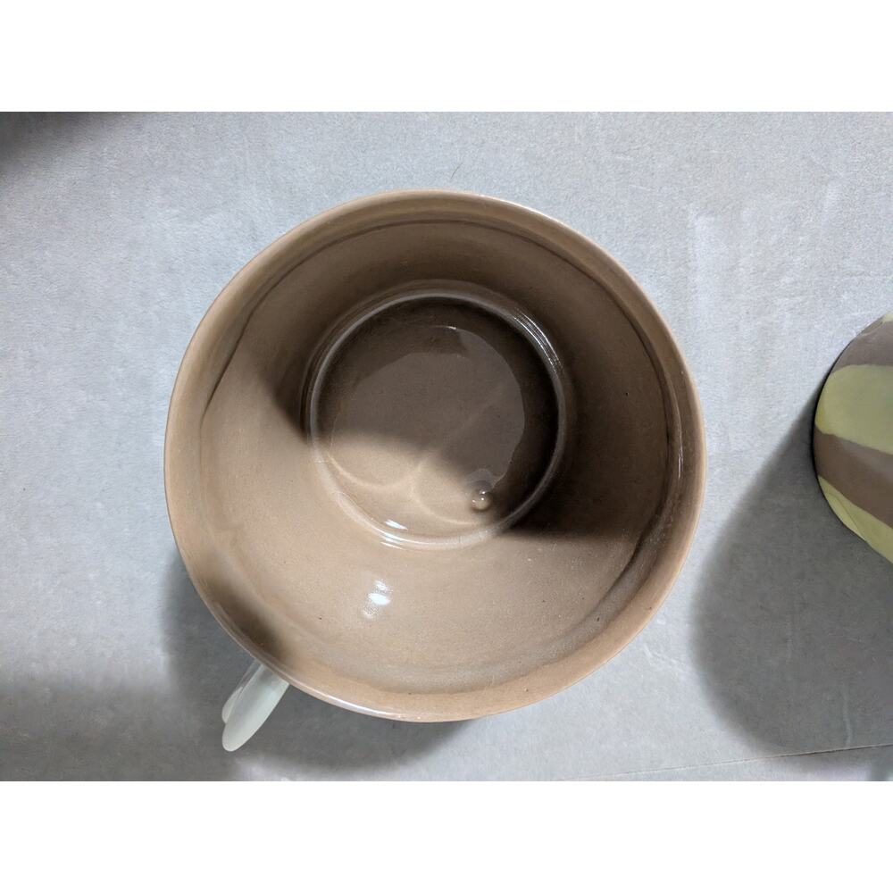 John Quick Penland 2024 Brown & Green Striped Unique Art Pottery Mugs Set Of 2 - Picture 4 of 15
